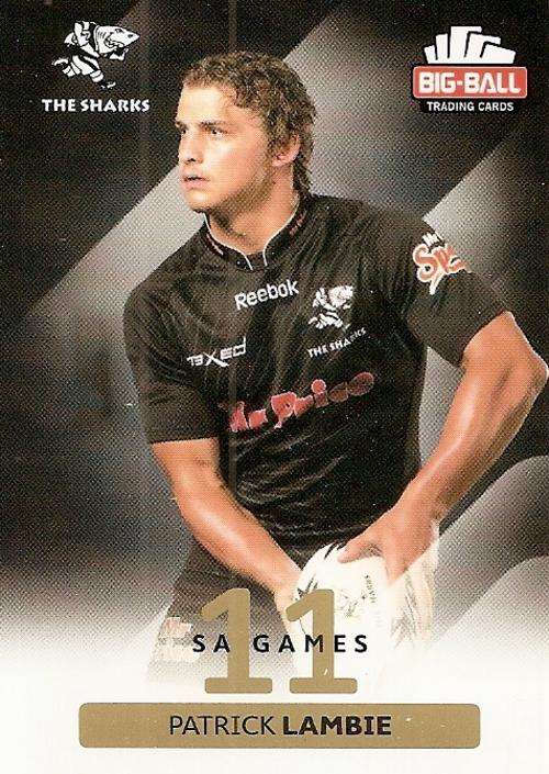 PATRICK LAMBIE - BIG BALL RUGBY COLLECTION  2012 - THE SHARKS BASE CARD 236