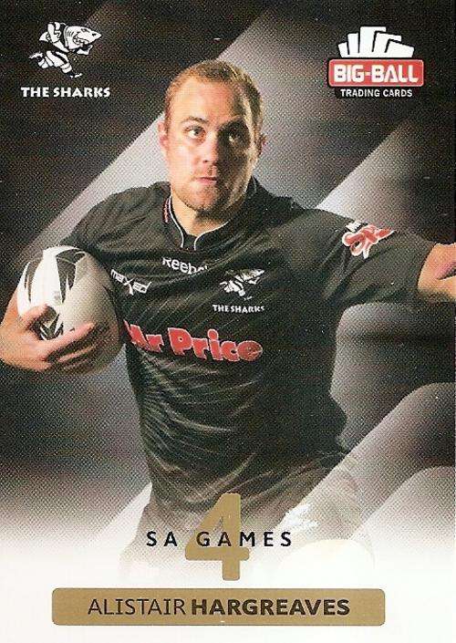 ALISTAIR HARGREEVES - BIG BALL RUGBY COLLECTION  2012 - THE SHARKS BASE CARD 209