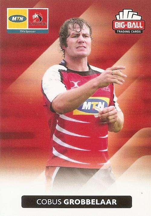 COBUS GROBBELAAR - BIG BALL RUGBY COLLECTION  2012 - THE LIONS BASE CARD 119