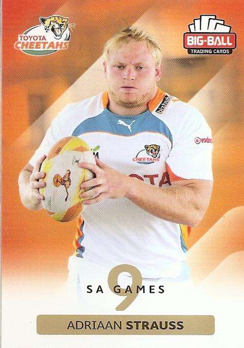 ADRIAAN STRAUSS - BIG BALL RUGBY COLLECTION  2012 - THE CHEETAHS BASE CARD 59