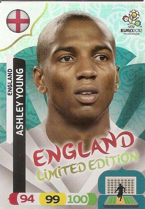 ASHLEY YOUNG - PANINI `UEFA EURO 2012` COLLECTION - RARE LIMITED EDITION TRADING CARD