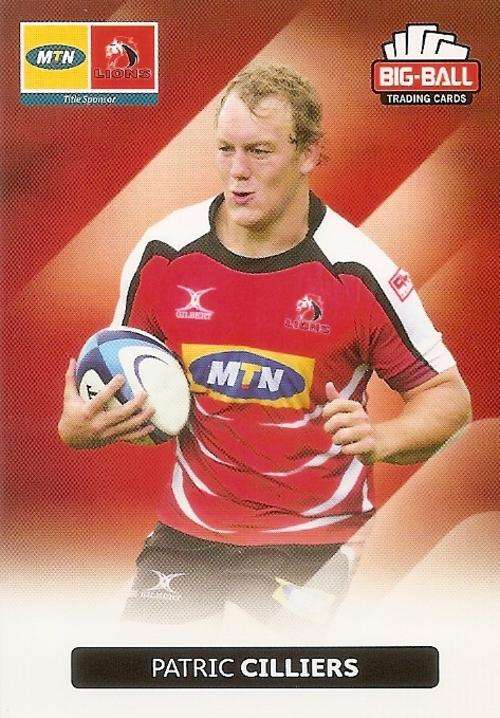 PATRIC CILLIERS - BIG BALL RUGBY COLLECTION  2012 - THE LIONS BASE CARD 141
