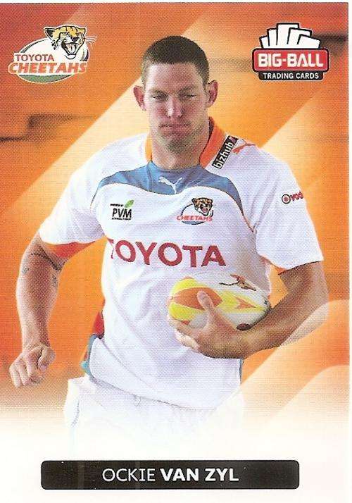 OCKIE VAN ZYL - BIG BALL RUGBY COLLECTION  2012 - THE CHEETAHS BASE CARD 85