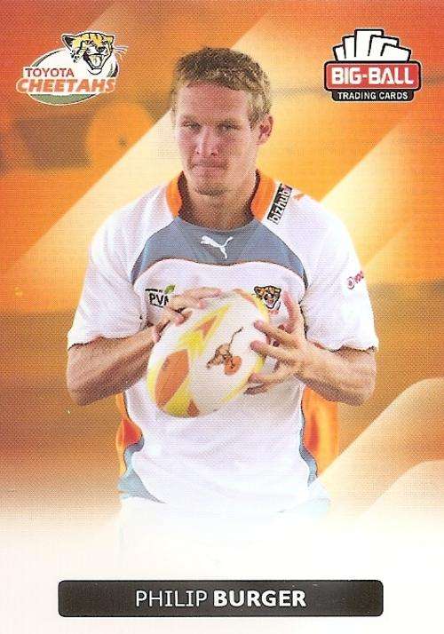 PHILIP BURGER - BIG BALL RUGBY COLLECTION  2012 - THE CHEETAHS BASE CARD 86