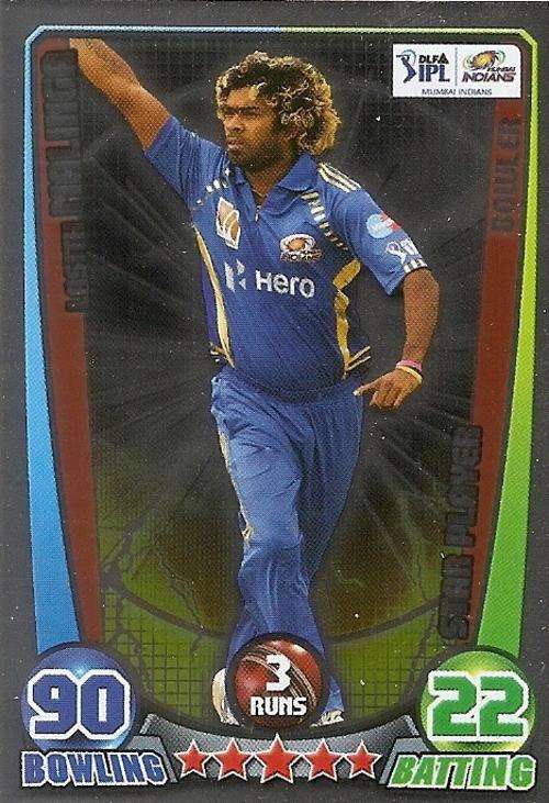 CRICKET ATTAX IPL LEAGUE 2012 - LASITH MALINGA "STAR PLAYER" FOIL CARD