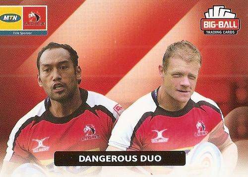 BIG BALL RUGBY COLLECTION  2012 - THE LIONS `DANGEROUS DUO` CARD 109