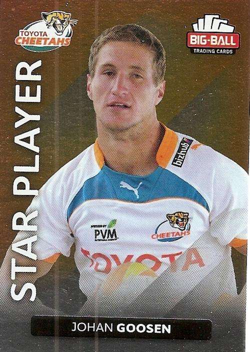 BIG BALL RUGBY COLLECTION  2012 - JOHAN GOOSEN `STAR PLAYER` FOIL CARD 56