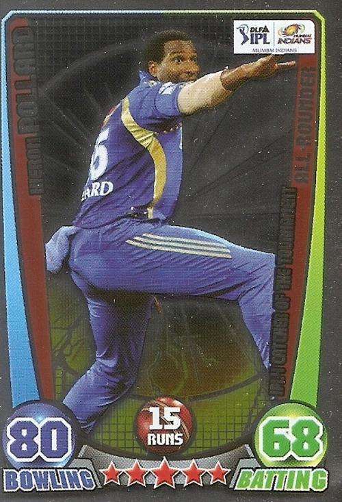 CRICKET ATTAX IPL LEAGUE 2012 - KIERON POLLARD `CATCHER OF TOURNAMENT` FOIL CARD