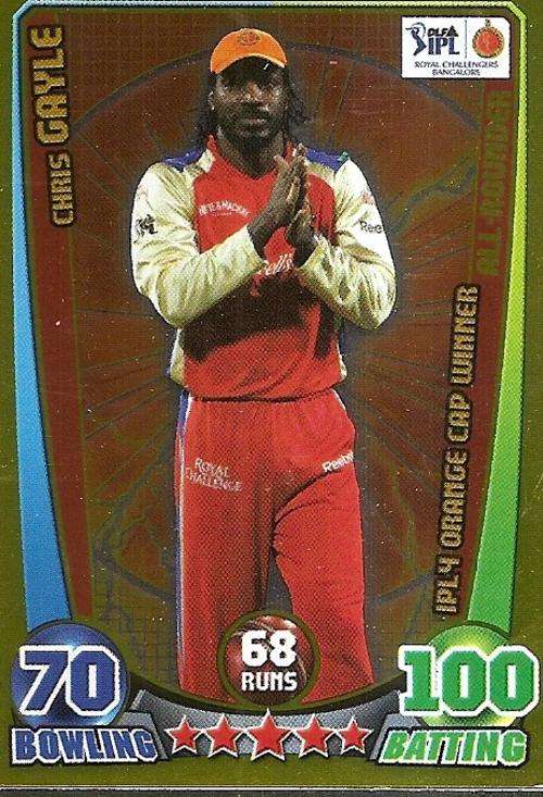 CHRIS GAYLE - CRICKET ATTAX IPL LEAGUE 2012 - "ORANGE CAP" WINNER FOIL TRADING CARD