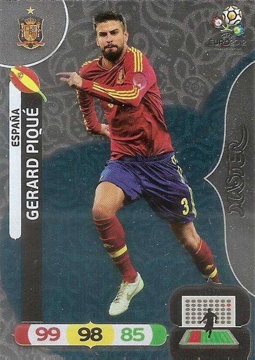 GERARD PIQUE - PANINI `ADRENALYN EURO 2012` - SILVER FOIL `MASTER` TRADING CARD