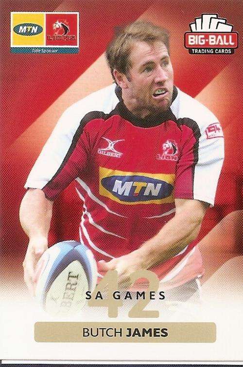 BUTCH JAMES - BIG BALL RUGBY COLLECTION  2012 - THE LIONS BASE CARD 115