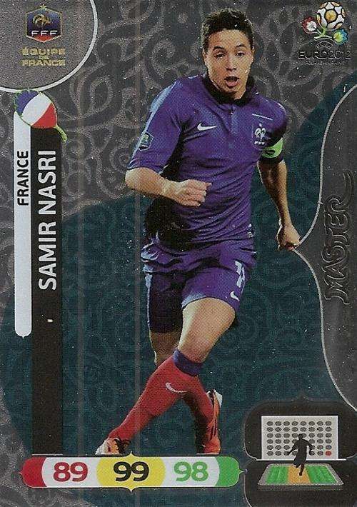 SAMIR NASRI  - PANINI `ADRENALYN EURO 2012` - SILVER FOIL `MASTER` TRADING CARD