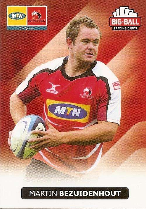 MARTIN BEZUIDENHOUT - BIG BALL RUGBY COLLECTION  2012 - THE LIONS BASE CARD 137