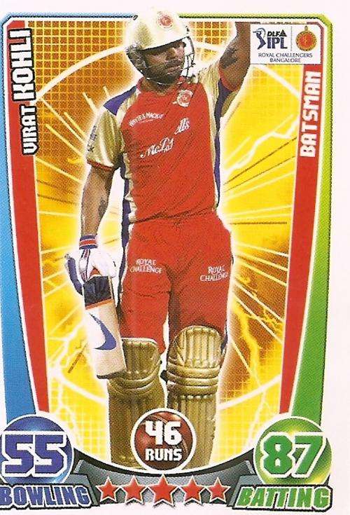 CRICKET ATTAX IPL LEAGUE 2012 - VIRAT KOHLI BASE CARD