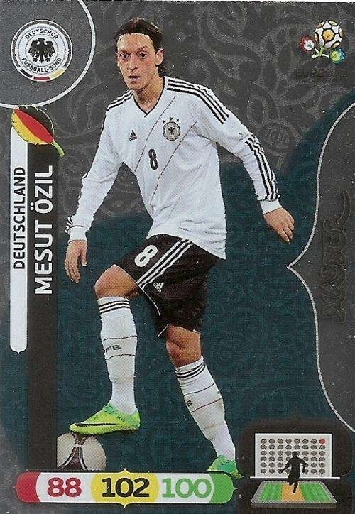 MESUT OZIL - PANINI `ADRENALYN EURO 2012` - SILVER FOIL `MASTER` TRADING CARD