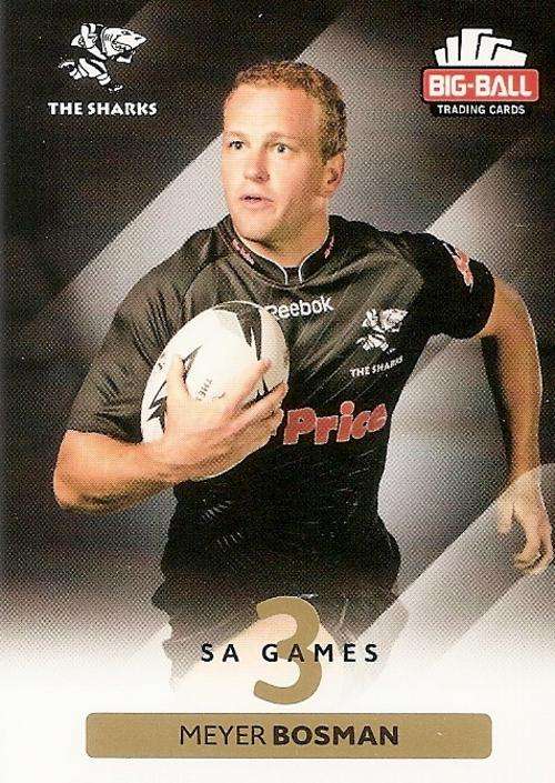 MEYER BOSMAN - BIG BALL RUGBY COLLECTION  2012 - THE SHARKS BASE CARD 233