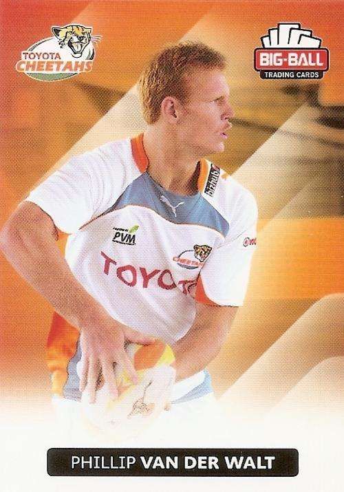 PHILLIP VAN DER WALT - BIG BALL RUGBY COLLECTION  2012 - THE CHEETAHS BASE CARD 88