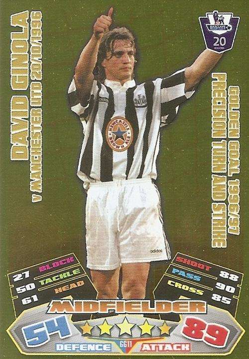 MATCH ATTAX EXTRA 2012 - DAVID GINOLA "GOLDEN GOAL" GOLD CARD