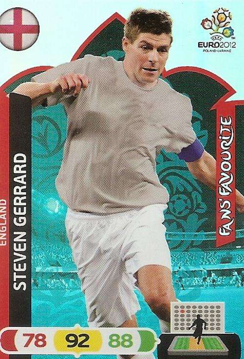 STEVEN GERARD - PANINI ADRENALYN EURO 2012 -  `FANS FAVOURITE` TRADING CARD