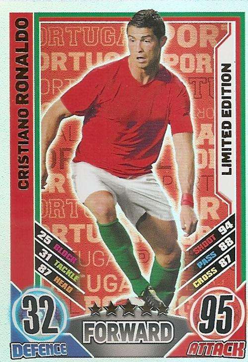 CRISTIANO RONALDO - MATCH ATTAX EURO 2012 - "VERY RARE" "LIMITED EDITION" TRADING CARD