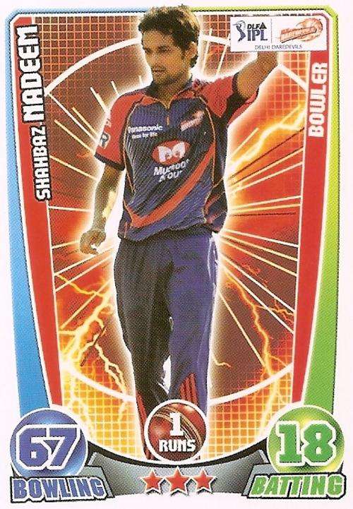 CRICKET ATTAX IPL LEAGUE 2012 - SHAHBAZ NADEEM BASE CARD
