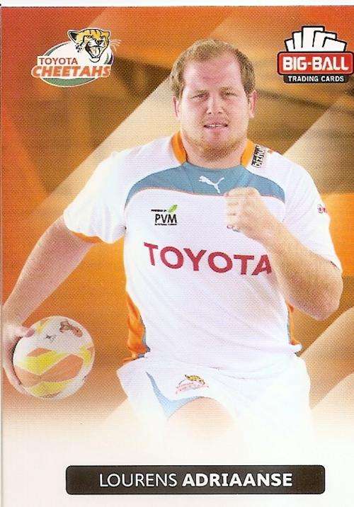 LOURENS ADRIAANSE - BIG BALL RUGBY COLLECTION  2012 - THE CHEETAHS BASE CARD 79