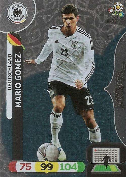 MARIO GOMEZ - PANINI `ADRENALYN EURO 2012` - SILVER FOIL `MASTER` TRADING CARD