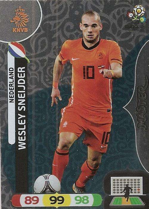 WESLEY SNEIDJER - PANINI `ADRENALYN EURO 2012` - SILVER FOIL `MASTER` TRADING CARD