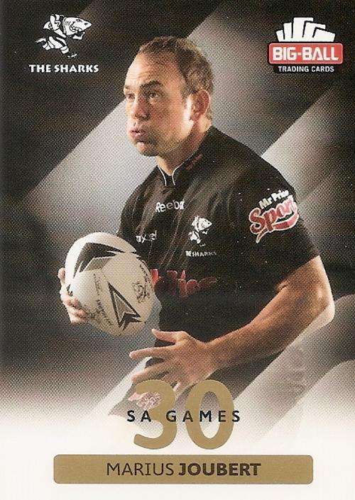 MARIUS JOUBERT - BIG BALL RUGBY COLLECTION  2012 - THE SHARKS BASE CARD 232