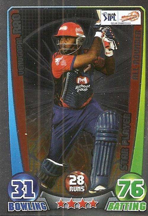 CRICKET ATTAX IPL LEAGUE 2012 - VENUGOPAL RAO `STAR PLAYER` FOIL CARD