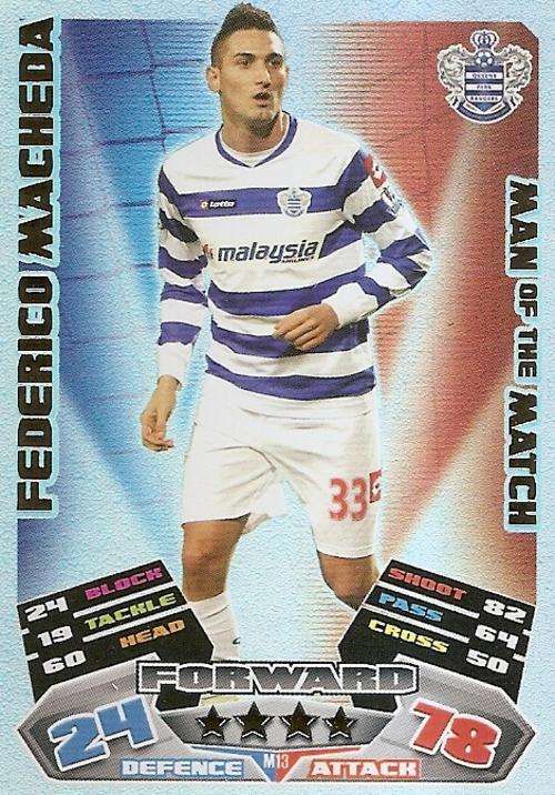 MATCH ATTAX EXTRA 2012 - FREDERICO MACHEDA "MAN of the MATCH" CARD