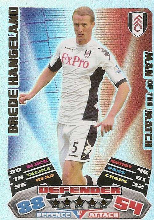 MATCH ATTAX EXTRA 2012 - BREDE HANGELAND "MAN of the MATCH" CARD