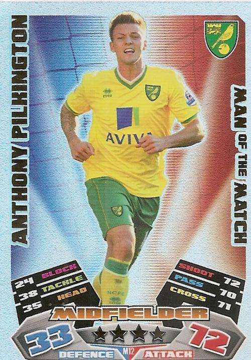 MATCH ATTAX EXTRA 2012 - ANTHONY PILKINGTON "MAN of the MATCH" CARD