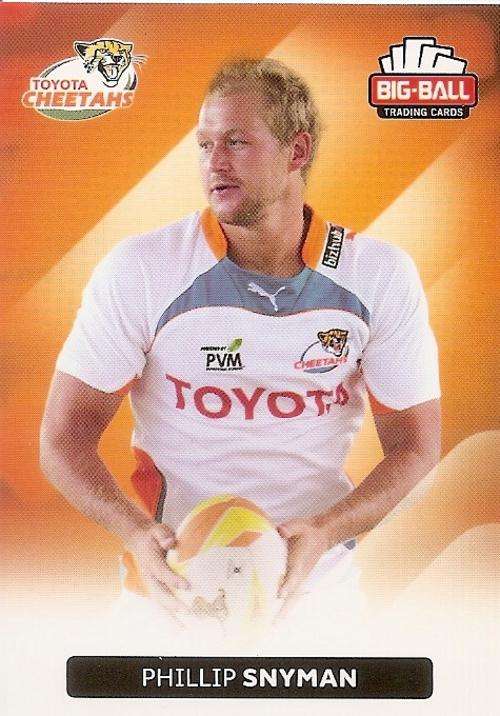 PHILLIP SNYMAN - BIG BALL RUGBY COLLECTION  2012 - THE CHEETAHS BASE CARD 87