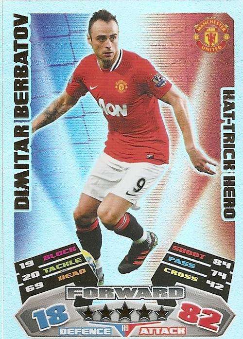 MATCH ATTAX EXTRA 2012 - DIMITAR BERBATOV "HAT TRICK HERO" CARD