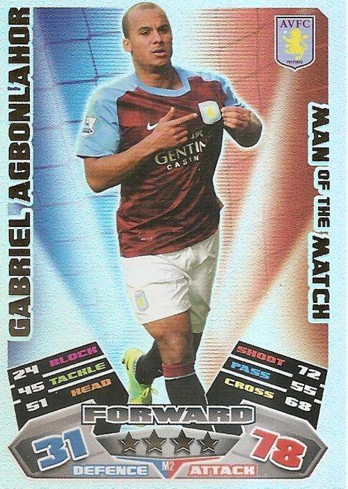 MATCH ATTAX EXTRA 2012 - GABRIEL AGBONLAHOR "MAN of the MATCH" CARD