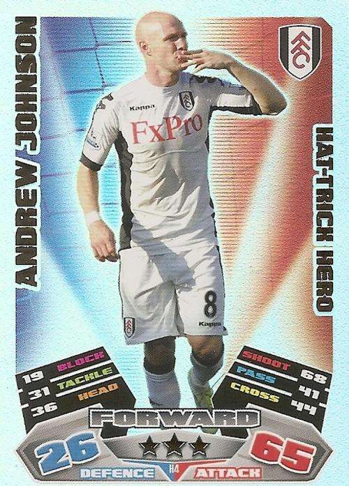 MATCH ATTAX EXTRA 2012 - ANDREW JOHNSON "HAT TRICK HERO" CARD