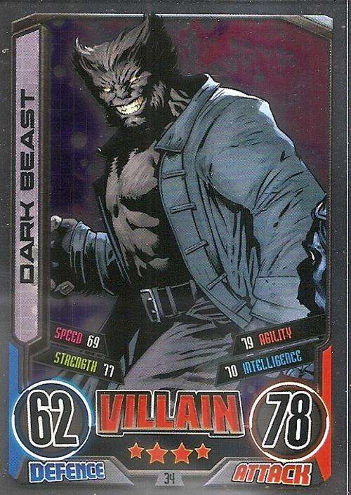 DARK BEAST - HERO ATTAX II 2012 AVENGERS - "FOIL" TRADING CARD 34