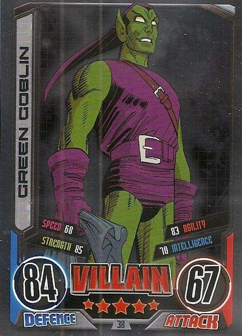 GREEN GOBLIN - MARVEL HERO ATTAX II 2012 AVENGERS - "FOIL" TRADING CARD 38