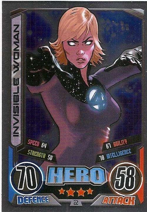 INVISIBLE WOMAN - MARVEL HERO ATTAX II 2012 AVENGERS - "FOIL" TRADING CARD 22