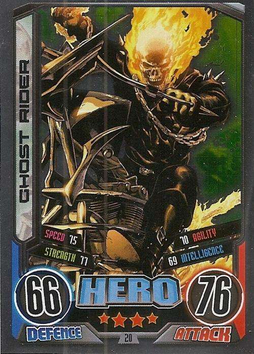 GHOST RIDER - MARVEL HERO ATTAX II 2012 AVENGERS - "FOIL" TRADING CARD 20