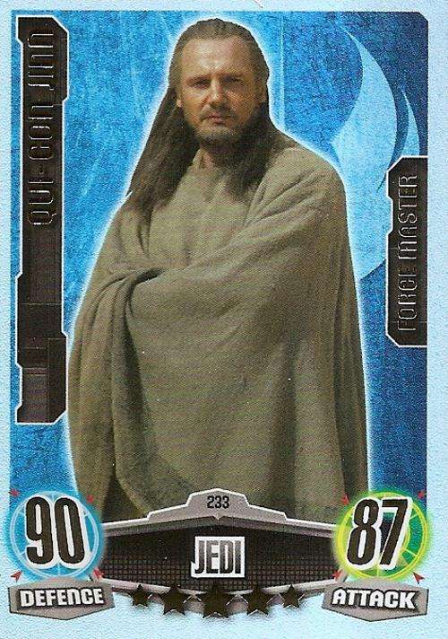 STAR WARS 2012 - FORCE ATTAX MOVIE SERIES - QUI-CON JINN `FORCE MASTER` CARD 233