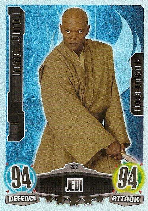 STAR WARS 2012 - FORCE ATTAX MOVIE SERIES - MACE WINDU `FORCE MASTER` CARD 232