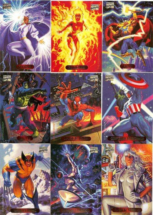 MARVEL MASTERPIESCES 1994 - NEAR COMPLETE SET OF 123(140) BASE TRADING CARDS
