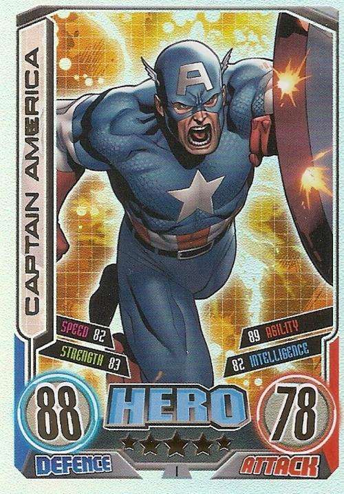 MARVEL HERO ATTAX II 2012 AVENGERS - CAPTAIN AMERICA `RAINBOWL FOIL` TRADING CARD 1