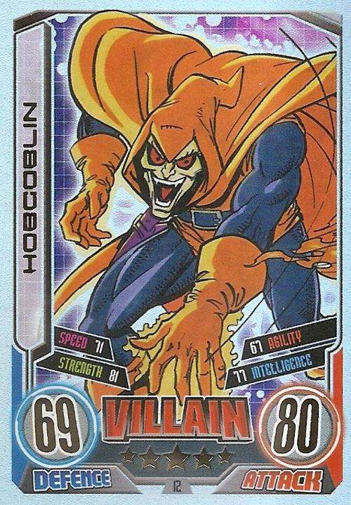 MARVEL HERO ATTAX II 2012 AVENGERS - HOBGOBLIN `RAINBOWL FOIL` TRADING CARD 12