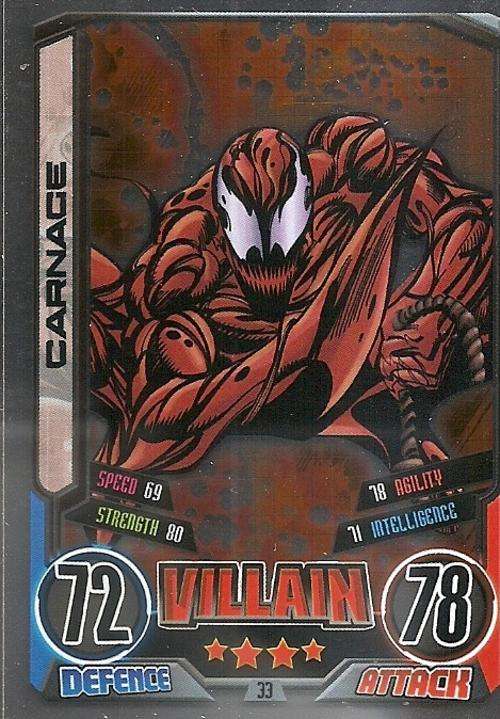 CARNAGE - MARVEL HERO ATTAX II 2012 AVENGERS - "FOIL" TRADING CARD 33