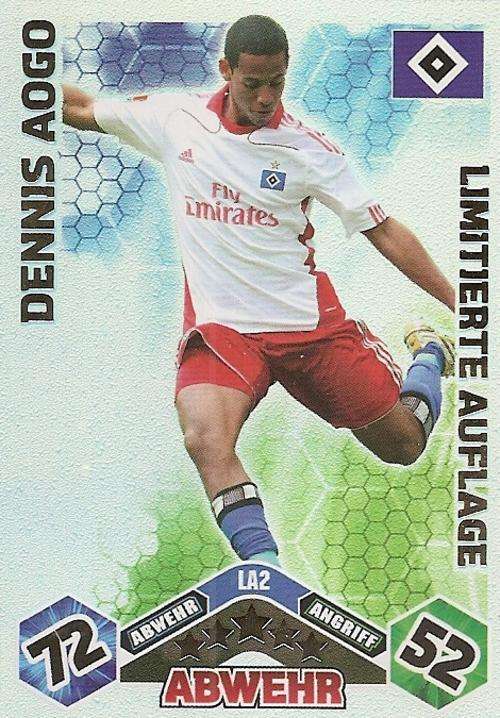 MATCH ATTAX 2010/11 BUNDESLIGA - DENNIS AOGO LIMITED EDITION CARD
