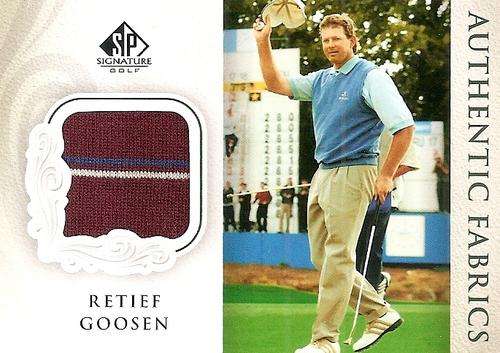 RETIEF GOOSEN - `VERY RARE 3 COLOR `AUTHENTIC FABRICS` GOLF CARD - SIGNATURE GOLF by UPPER DECK