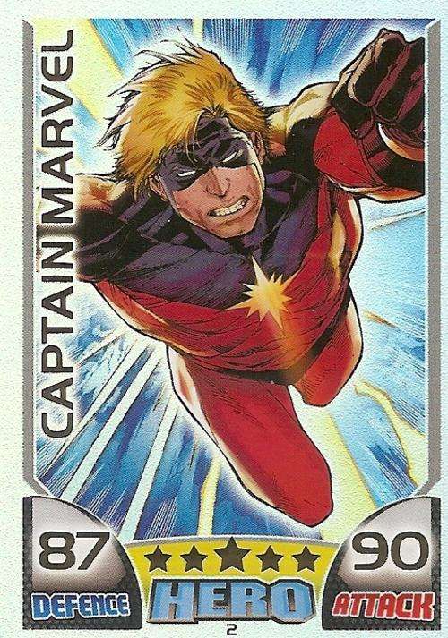 TOPPS HERO ATTAX - MARVEL UNIVERSE - CAPTAIN MARVEL "RAINBOW FOIL" CARD 2